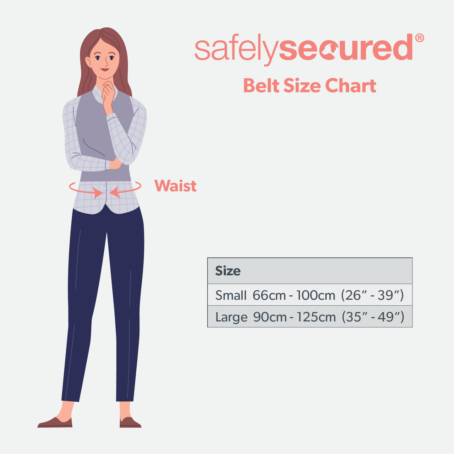 Safely Secured Anti-theft belt measurement chart